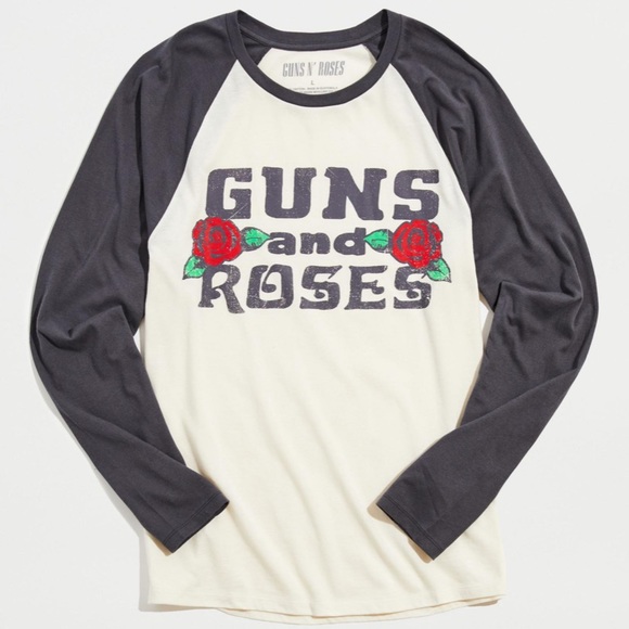 Urban Outfitters Guns N’ Roses Logo Long Sleeve Raglan Tee - New Szie S - Picture 1 of 7